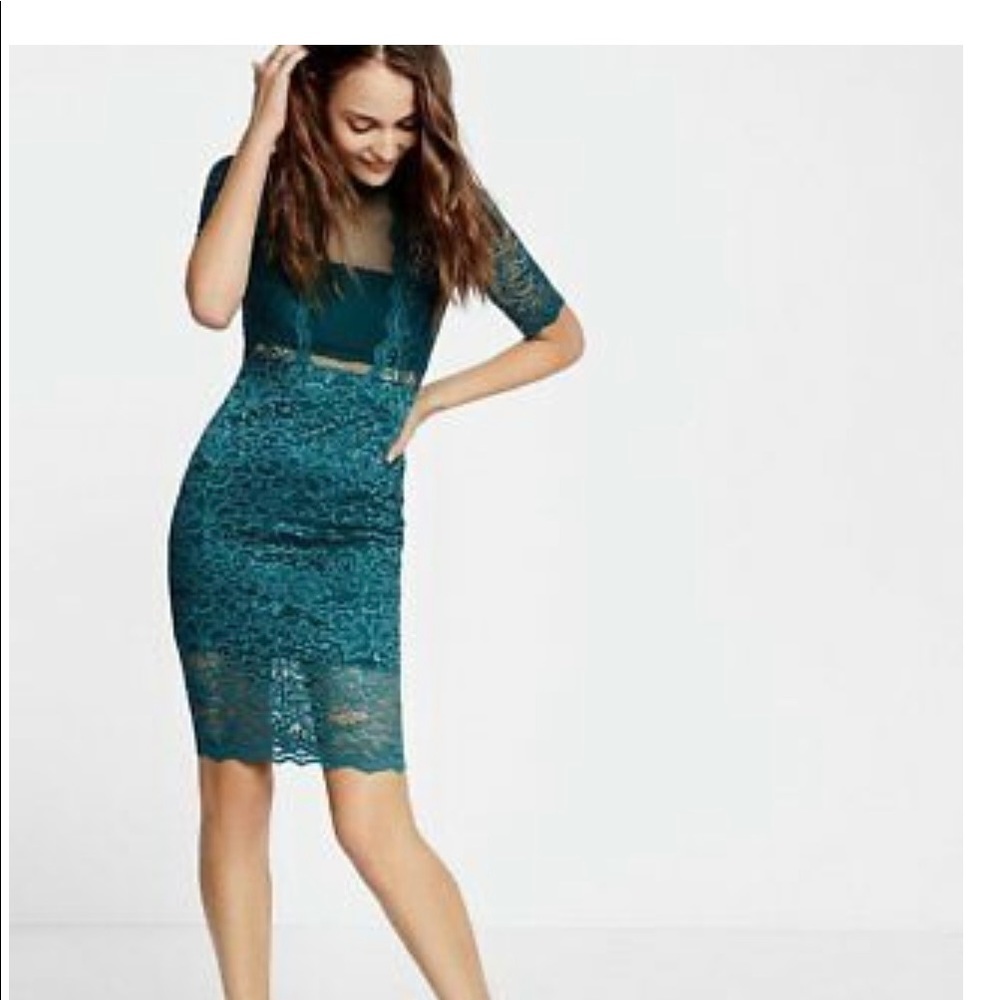 Express Green Lace Sheath Dress size 2